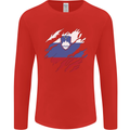 Torn Slovenia Flag Slovenian Day Football Mens Long Sleeve T-Shirt Red