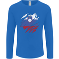 Torn Slovenia Flag Slovenian Day Football Mens Long Sleeve T-Shirt Royal Blue