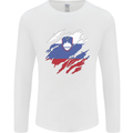 Torn Slovenia Flag Slovenian Day Football Mens Long Sleeve T-Shirt White
