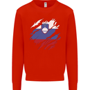 Torn Slovenia Flag Slovenian Day Football Mens Sweatshirt Jumper Bright Red
