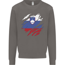 Torn Slovenia Flag Slovenian Day Football Mens Sweatshirt Jumper Charcoal