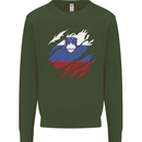 Torn Slovenia Flag Slovenian Day Football Mens Sweatshirt Jumper Forest Green