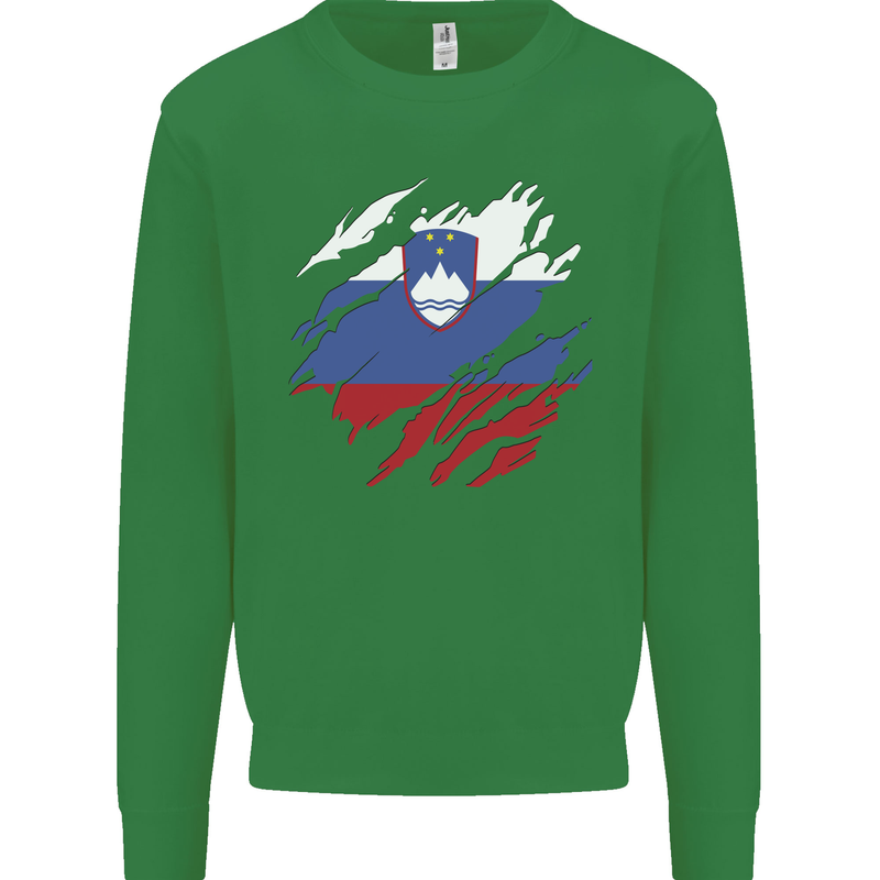 Torn Slovenia Flag Slovenian Day Football Mens Sweatshirt Jumper Irish Green