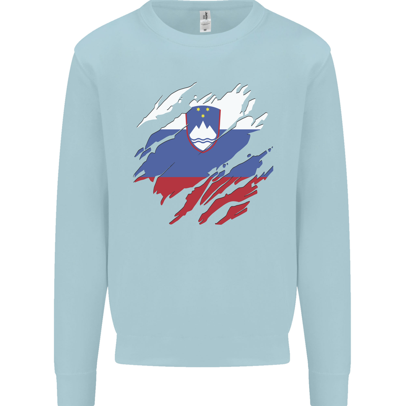Torn Slovenia Flag Slovenian Day Football Mens Sweatshirt Jumper Light Blue
