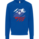 Torn Slovenia Flag Slovenian Day Football Mens Sweatshirt Jumper Royal Blue