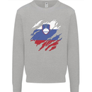 Torn Slovenia Flag Slovenian Day Football Mens Sweatshirt Jumper Sports Grey