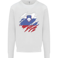 Torn Slovenia Flag Slovenian Day Football Mens Sweatshirt Jumper White