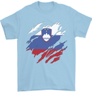 Torn Slovenia Flag Slovenian Day Football Mens T-Shirt 100% Cotton Light Blue