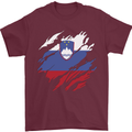 Torn Slovenia Flag Slovenian Day Football Mens T-Shirt 100% Cotton Maroon