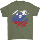 Torn Slovenia Flag Slovenian Day Football Mens T-Shirt 100% Cotton Military Green