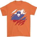 Torn Slovenia Flag Slovenian Day Football Mens T-Shirt 100% Cotton Orange