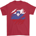 Torn Slovenia Flag Slovenian Day Football Mens T-Shirt 100% Cotton Red