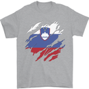 Torn Slovenia Flag Slovenian Day Football Mens T-Shirt 100% Cotton Sports Grey