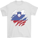 Torn Slovenia Flag Slovenian Day Football Mens T-Shirt 100% Cotton White