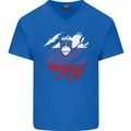 Torn Slovenia Flag Slovenian Day Football Mens V-Neck Cotton T-Shirt Royal Blue
