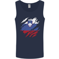 Torn Slovenia Flag Slovenian Day Football Mens Vest Tank Top Navy Blue