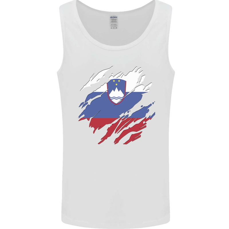Torn Slovenia Flag Slovenian Day Football Mens Vest Tank Top White
