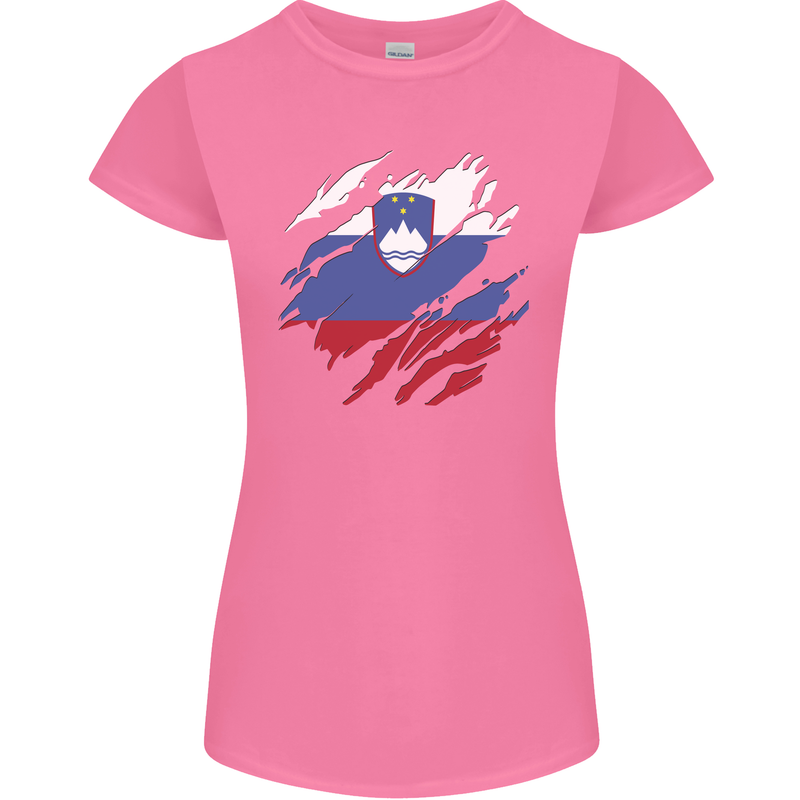 Torn Slovenia Flag Slovenian Day Football Womens Petite Cut T-Shirt Azalea