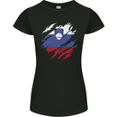 Torn Slovenia Flag Slovenian Day Football Womens Petite Cut T-Shirt Black
