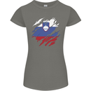 Torn Slovenia Flag Slovenian Day Football Womens Petite Cut T-Shirt Charcoal
