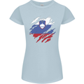 Torn Slovenia Flag Slovenian Day Football Womens Petite Cut T-Shirt Light Blue