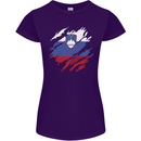 Torn Slovenia Flag Slovenian Day Football Womens Petite Cut T-Shirt Purple