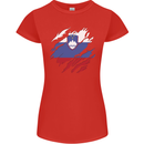 Torn Slovenia Flag Slovenian Day Football Womens Petite Cut T-Shirt Red