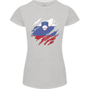 Torn Slovenia Flag Slovenian Day Football Womens Petite Cut T-Shirt Sports Grey