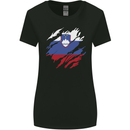 Torn Slovenia Flag Slovenian Day Football Womens Wider Cut T-Shirt Black