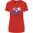 Torn Slovenia Flag Slovenian Day Football Womens Wider Cut T-Shirt Red