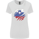 Torn Slovenia Flag Slovenian Day Football Womens Wider Cut T-Shirt White
