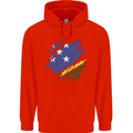 Torn Solomon Islands Flag Day Football Childrens Kids Hoodie Bright Red