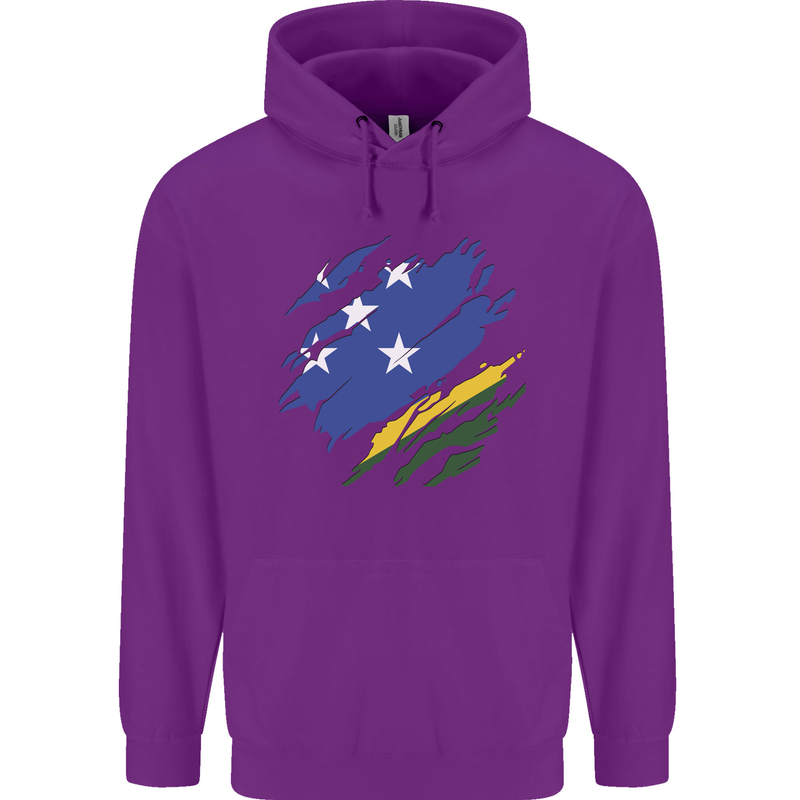 Torn Solomon Islands Flag Day Football Childrens Kids Hoodie Purple