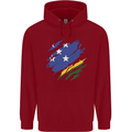 Torn Solomon Islands Flag Day Football Childrens Kids Hoodie Red