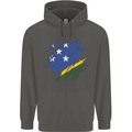Torn Solomon Islands Flag Day Football Childrens Kids Hoodie Storm Grey