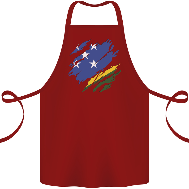Torn Solomon Islands Flag Day Football Cotton Apron 100% Organic Maroon
