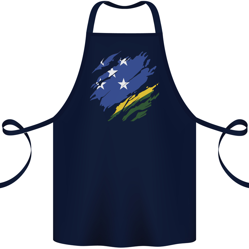 Torn Solomon Islands Flag Day Football Cotton Apron 100% Organic Navy Blue