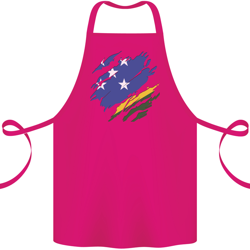 Torn Solomon Islands Flag Day Football Cotton Apron 100% Organic Pink