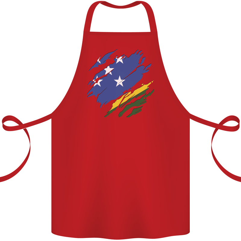 Torn Solomon Islands Flag Day Football Cotton Apron 100% Organic Red