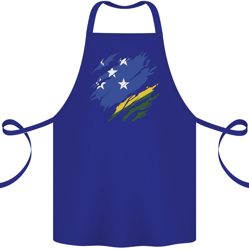 Torn Solomon Islands Flag Day Football Cotton Apron 100% Organic Royal Blue