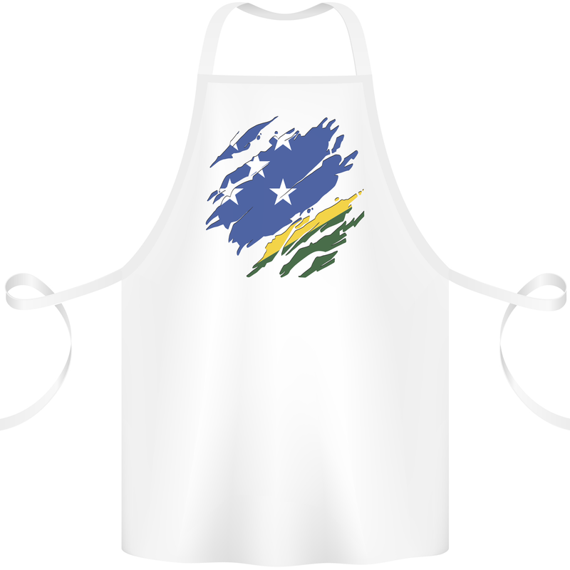 Torn Solomon Islands Flag Day Football Cotton Apron 100% Organic White