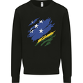 Torn Solomon Islands Flag Day Football Kids Sweatshirt Jumper Black