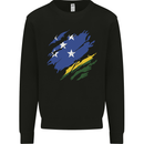 Torn Solomon Islands Flag Day Football Kids Sweatshirt Jumper Black