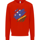 Torn Solomon Islands Flag Day Football Kids Sweatshirt Jumper Bright Red