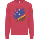 Torn Solomon Islands Flag Day Football Kids Sweatshirt Jumper Heliconia