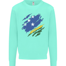 Torn Solomon Islands Flag Day Football Kids Sweatshirt Jumper Peppermint