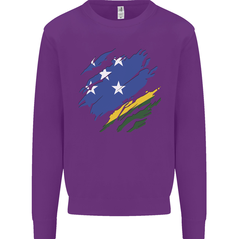 Torn Solomon Islands Flag Day Football Kids Sweatshirt Jumper Purple
