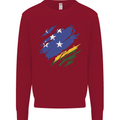 Torn Solomon Islands Flag Day Football Kids Sweatshirt Jumper Red