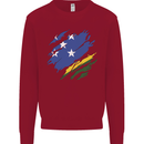 Torn Solomon Islands Flag Day Football Kids Sweatshirt Jumper Red