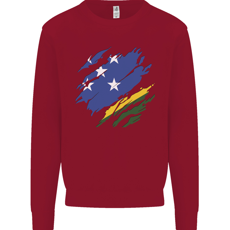 Torn Solomon Islands Flag Day Football Kids Sweatshirt Jumper Red